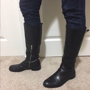 Coach black leather riding boots